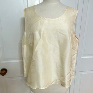 Vintage Pale Yellow 100% Silk Harve Benard Tank Top Sleeveless Shell Top 16W